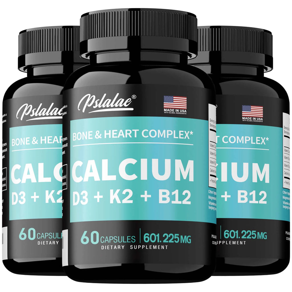 4-in-1 Calcium Supplement with Vitamin D3 K2 B12 - Supports Bones, Teeth, Heart and Immune System Function
