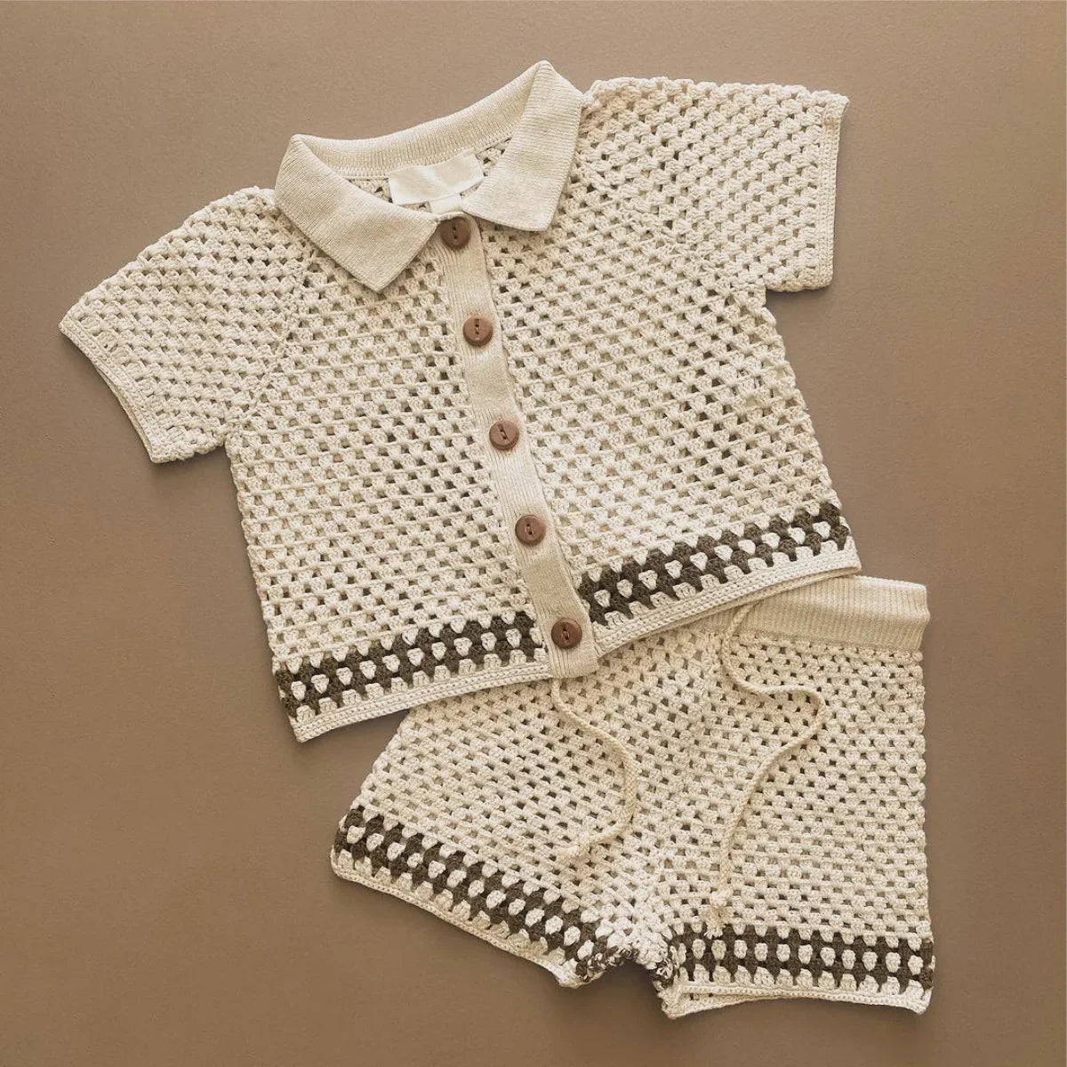 2025 Summer New Baby Short Sleeve Hollow Knit Cardigan Solid Infant Girl Coat Cotton Toddler Boys Knitted Jacket Kids Clothes