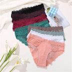 3PCS/Set Sexy Perspective Women Back Lace Panties Patchwork Cotton Underpants Hollow Out Lingerie Underwear Comfortable Briefs