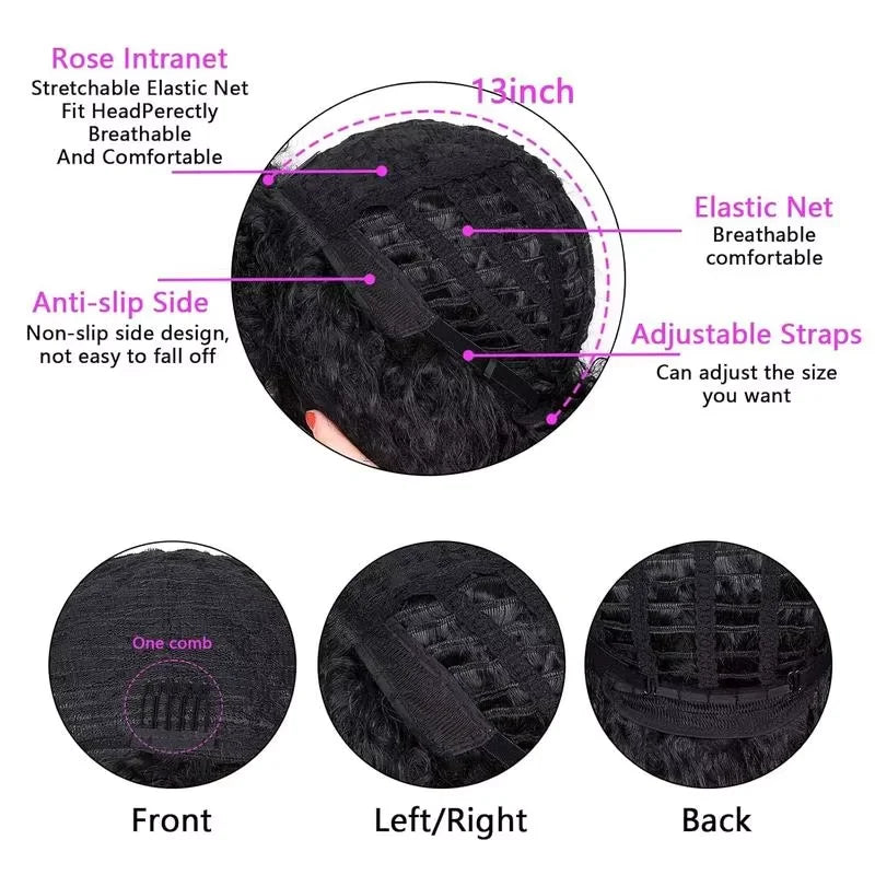 200% Density Headband Reddish Brown Wig Human Hair Ginger Deep Wave Burgundy 99J Curly Water Wave Glueless Wigs Clearance Sale