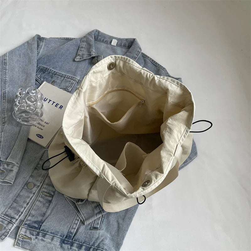 1 Piece Large Capacity Tote Bag fashion Shoulder Canvas Bag Work Commuting Bucket Bag