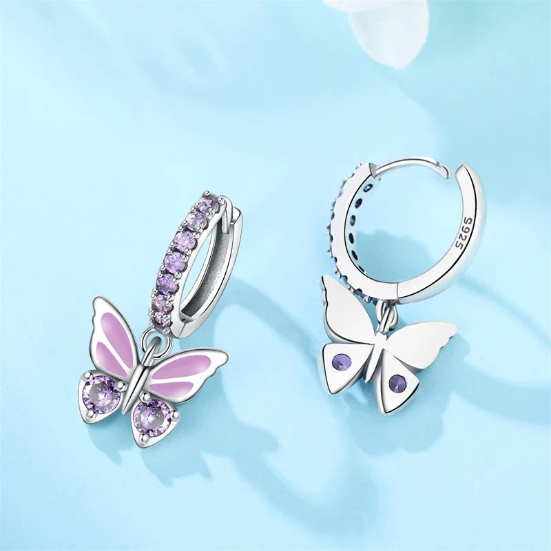 Earrings For Women Silver 925 Fashion Butterfly Snowflake Earrings Cubic Zircon Ear Studs Silver 925 Original Jewelry Gifts