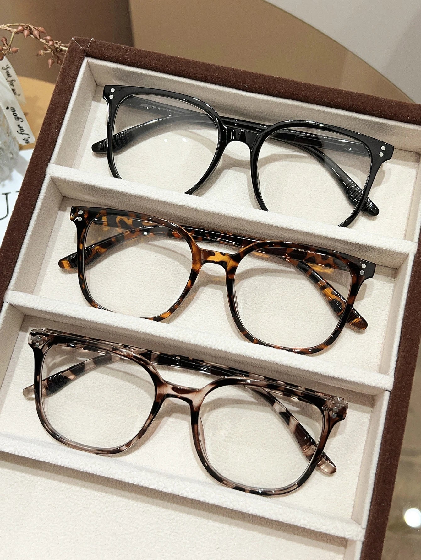 1Pc/3Pcs/4Pcs/6Pcs European and American Classic Popular Square Frame Glasses Set Men's and Women's Fashion Glasses