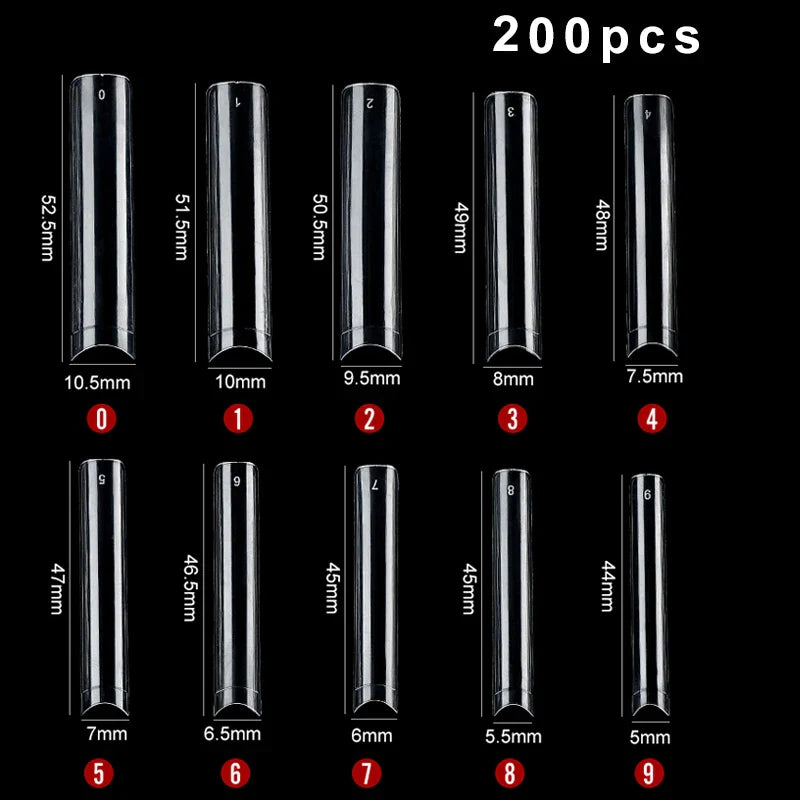 100/200PCS Professional 3XL Extra Long Clear Square Nail Tips Half Cover Acrylic Nails NO C CURVE Long Square Fake Nail Tips