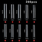 100/200PCS Professional 3XL Extra Long Clear Square Nail Tips Half Cover Acrylic Nails NO C CURVE Long Square Fake Nail Tips