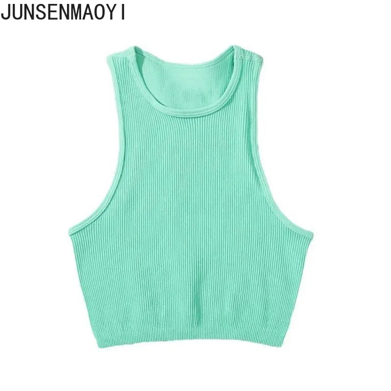 DIY Print Customize Sleeveless Vest Women's Summer High Waist Short Crop Top Fitness Running Yoga Clothes Slim Fast Dry Clothes