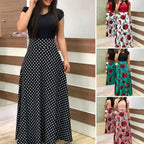 Elegant Women's Long Dress Flower Retro Printed Patchwork Long Sleeve Banquet Maxi Robe S-5XL