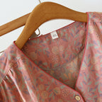 2025 Spring/Summer New Women's Pajama Set 100% Cotton Short Sleeve+Capris Two Piece Set for Large Flower Thin Home Furnishing