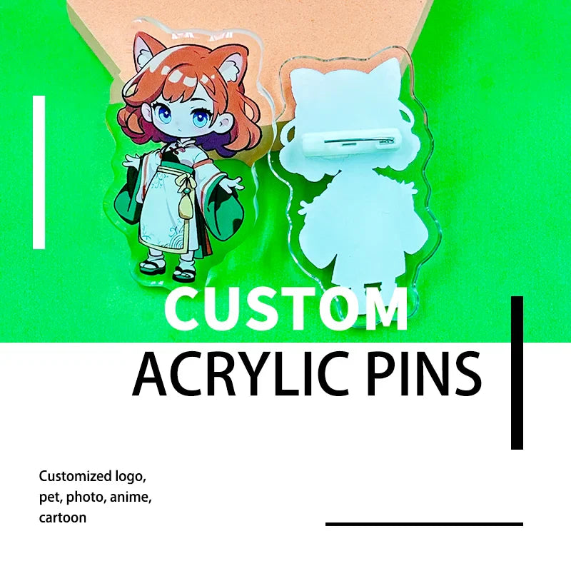 Custom Acrylic Brooches Popular Fashion Clothing Bags Accessories Kids DIY Personalized Design women fathers day gifts Pins