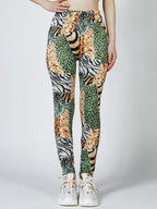 CUHAKCI Female Fitness Leggings Women Print Plaid Leggings Lady Sexy Slim Pencil Pants Push Up Elastic Waist Trousers