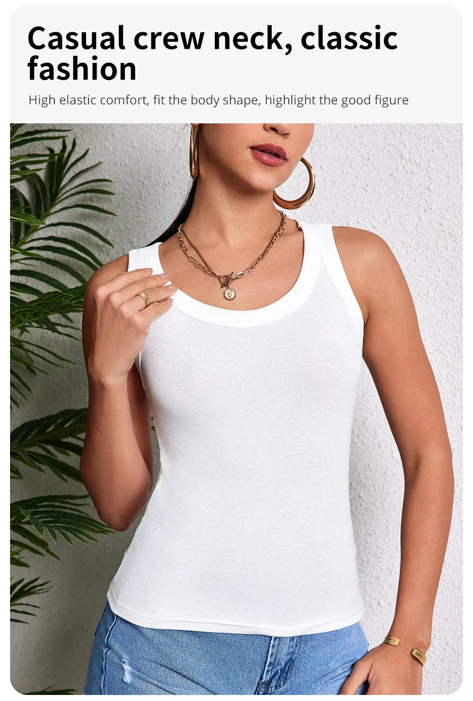 3-piece Ladies Solid Color Vest Fashion Joker Young Woman Threaded Camisole