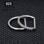 1/10PCS F136 G23 Titanium Piercing Nose Ring D Shape Hinged Segment CZ 16G Clicke Cartilage Tragus Helix Earrings Body Jewelry