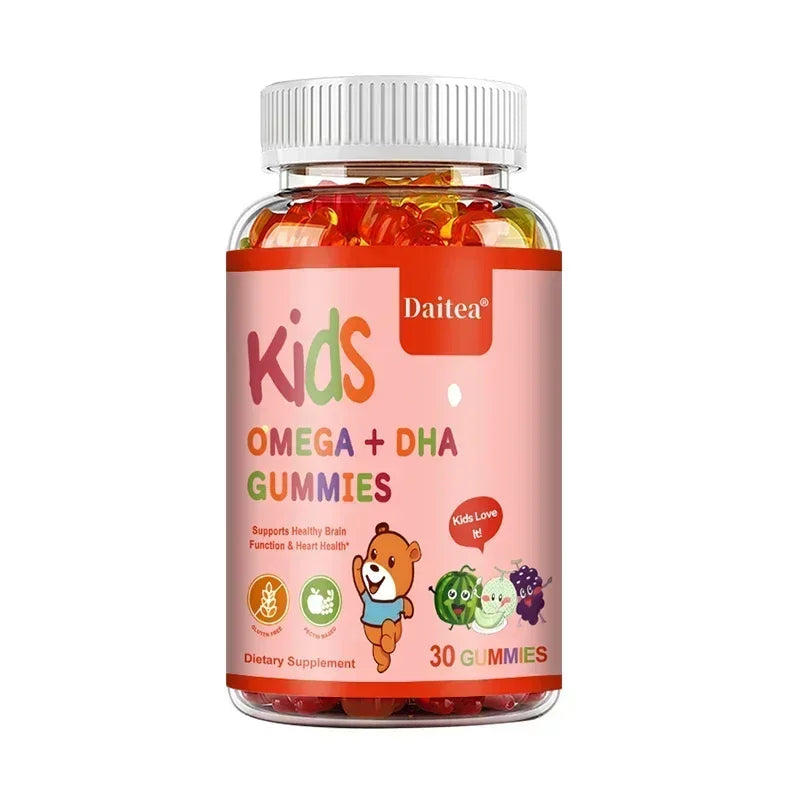 Children's Intelligence Supplement Gummies, Containing Vitamin D, OMEGA + Calcium, Support Attention, Memory, Brain Health