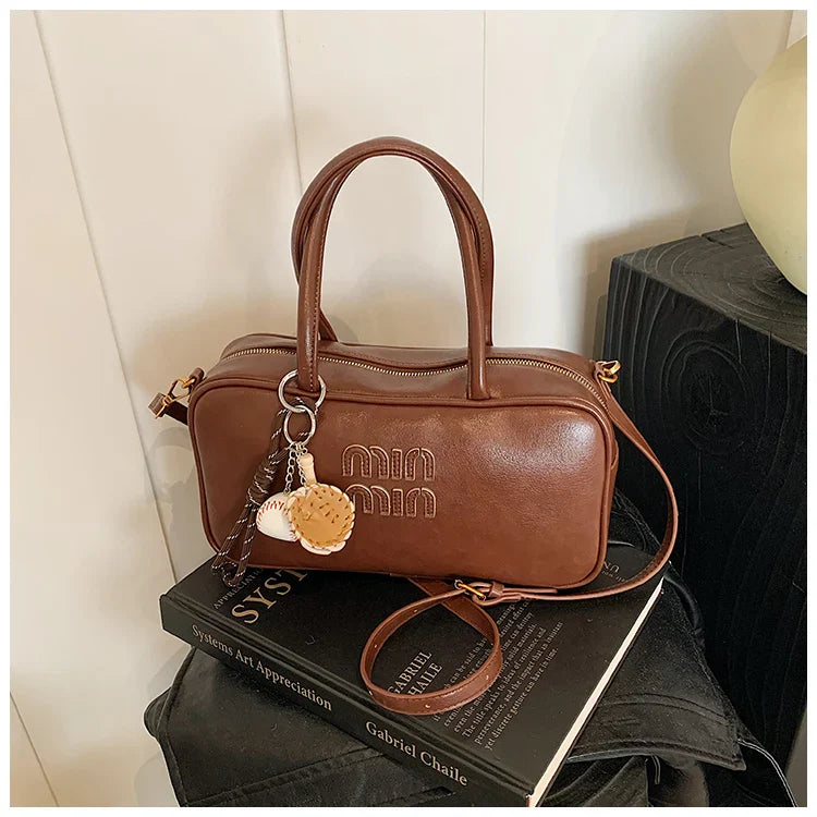 2025 new high-end luxury designer Boston handbag female niche retro fashion all-match pillow bag shoulder messenger bag trend