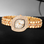 5PCS Fashion Women Watch Set Luxury Trendy Leaf Element Quartz Watch Necklace Earrings Set Suitable for Daily Clothing Matching