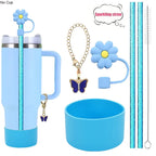 6pcs Reusable Accessories Set for Stanley 40oz Tumblers - Bow Straw Covers, Sparkling Straw, Protective Boot, Charm Chains