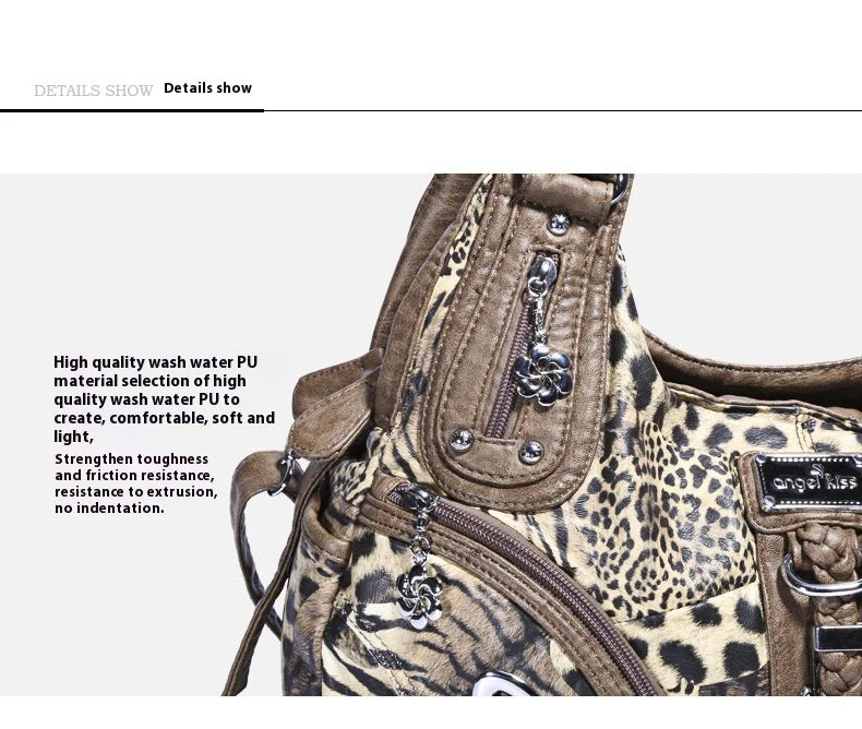 Angelkiss Women Handbags Leopard Bag Top-handle Handbag Fashion Satchel Dumpling Pack Shoulder Bag Tote Bag Hobos Large Purse