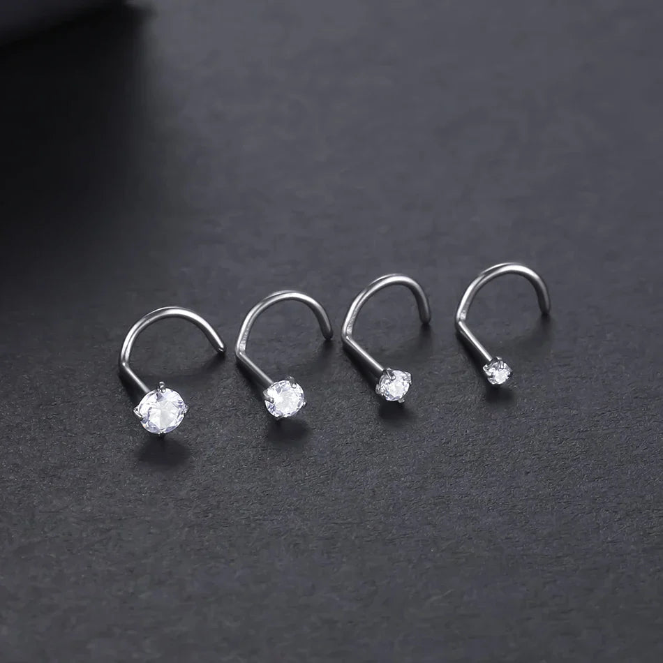 1PC Titanium 18G /20G 1.5/2/2.5/3mm Zircon Gem Nose Stud Piercing Screw Prong CZ Nostril Earring Nariz Piercings Sexy Jewelry