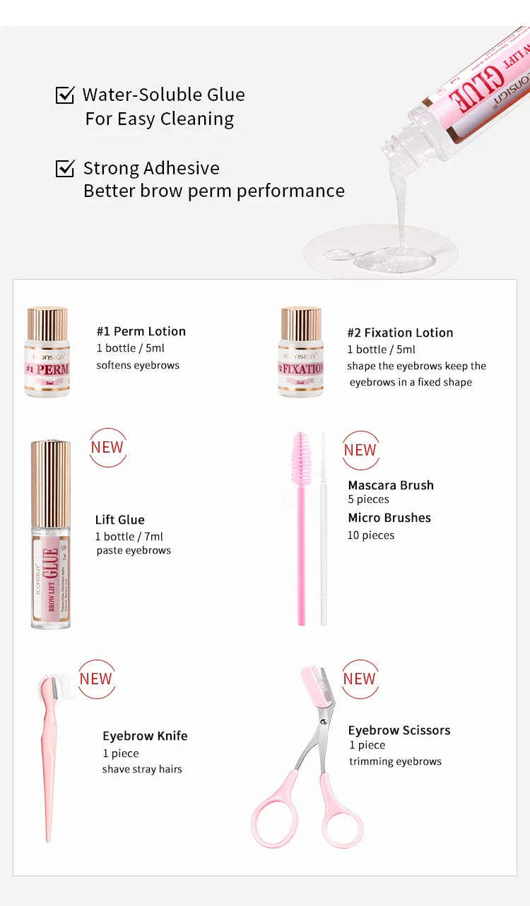 DIY Brow Perm Eyebrow Lamination 45-60 Days ICONSIGN Professional  Brow Perming Set Beauty Makeup Tools Home Use