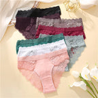 3PCS/Set Sexy Perspective Women Back Lace Panties Patchwork Cotton Underpants Hollow Out Lingerie Underwear Comfortable Briefs