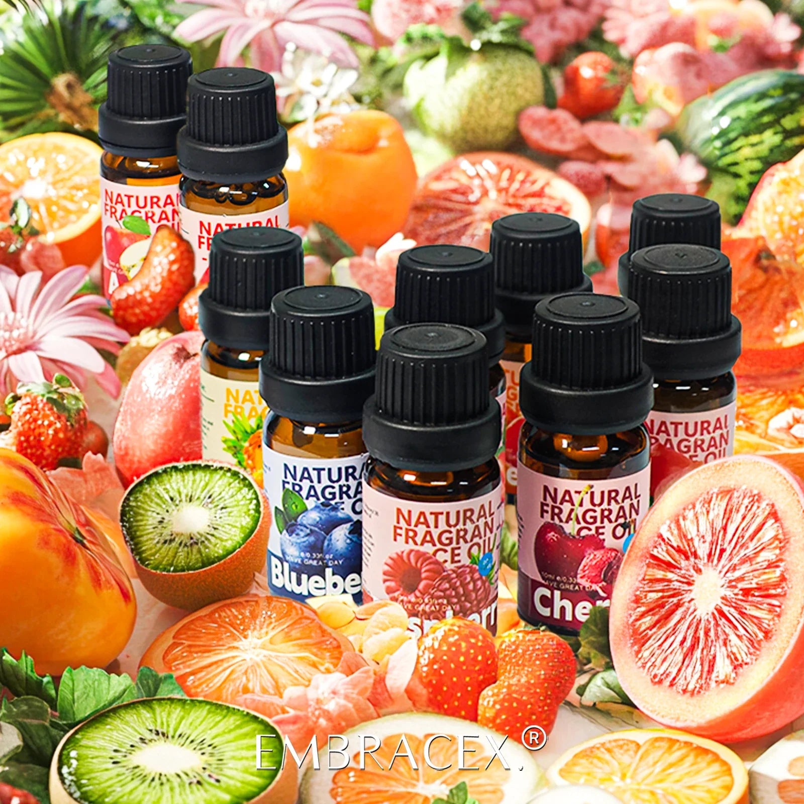 22Type Fruit Essential Oils Skincare Fragrance Oil for Diffuser Candles Making -Strawberry Lemon Mango Cherry Raspberry