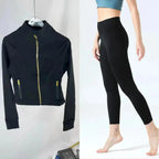 2025 Gold Label Short Sport Jacket Set Women's Yoga Clothes Slimming Fitness Jacket Active Wear Exercise Clothing Female