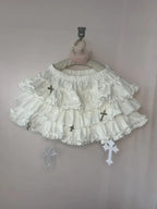 Emo Women Y2K Japanese Goth Elastic Waist Cross Mini Short Skirt High Waist Aesthetic Acubi Ruffle Skirts A-line 2000s Clothes