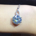 6.5 Carat Simulated Moissanite Pendant Necklace - 12mm D Color VVS1 Round Cut - Unisex Luxury Jewelry Gift for Her, Him, Holiday