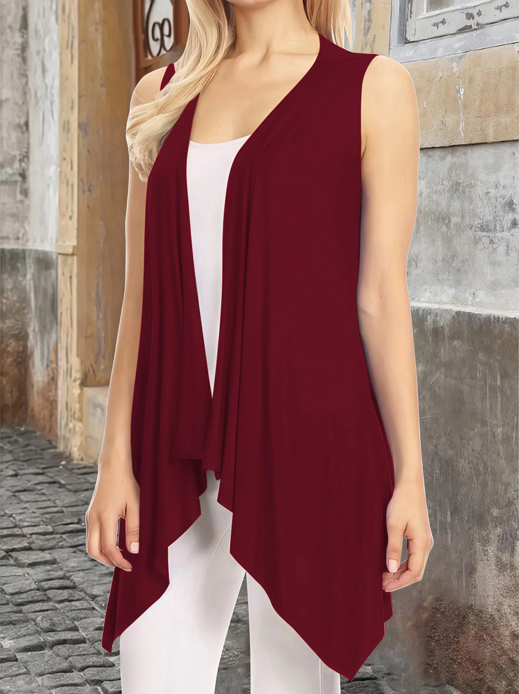 Elegant Sleeveless Open Front Cardigan Vest for Women - Plus Size Lightweight Draped Long Vest