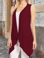 Elegant Sleeveless Open Front Cardigan Vest for Women - Plus Size Lightweight Draped Long Vest