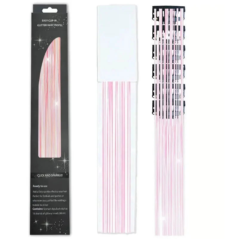 6-Piece Set BB Clip Tinsel Hair Metal Laser Gold Thread PET Laser Thread Highlighting Cross-Border Hair Accessories