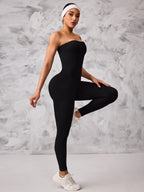 Anti Slip Strip Strapless Sports Jumpsuit Featuring Backless Lifting Hip Lifting To Shape Body Fit Snugly Yoga Fitness Underwear