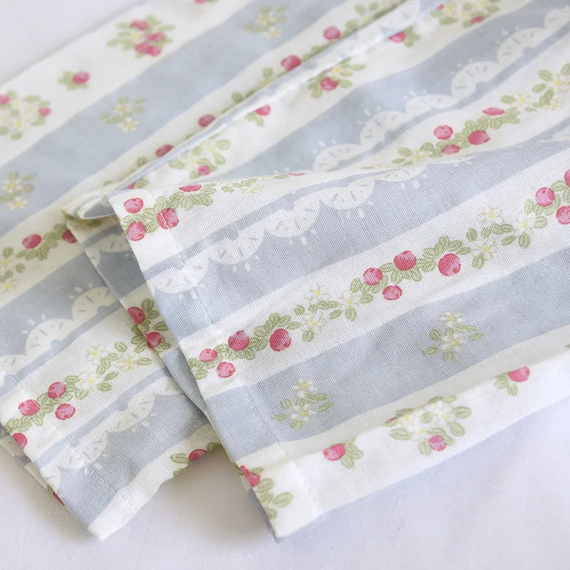 2025 Japanese New Women's Pajama Set 100% Cotton Gauze Long Sleeve Long Pants Two Piece Set Fresh and Sweet Thin Home Clothing