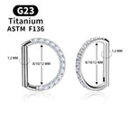 1/10PCS F136 G23 Titanium Piercing Nose Ring D Shape Hinged Segment CZ 16G Clicke Cartilage Tragus Helix Earrings Body Jewelry