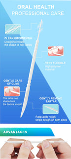 300 Pcs Double-ended Fish Bone Shaped Disposable Plastic Toothpick ,Dental Floss,Interdental Brush