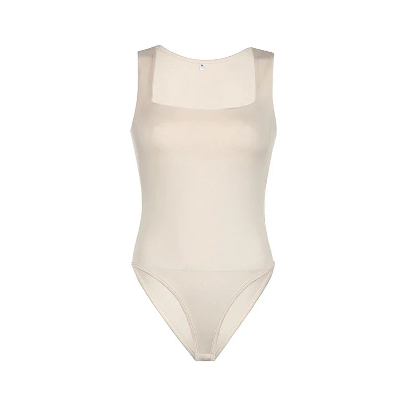 Darlingaga Casual Square Neck Fitness Summer Bodysuit Women Sleeveless Solid Basic One Piece Bodies Sporty Sexy Rompers Outfits