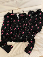 2Pcs/Set Girl's Cotton Pajama Built-in Bra Outdoor Wear Spring Autumn Hello Kitty Collection Home Clothing Sanrio Loungewear