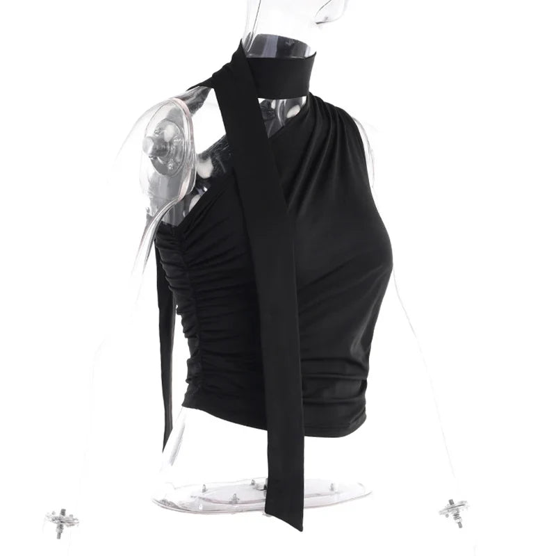 Backless Sexy Off Shoulder Halter Tank Tops Women Vintage Sleeveless Crop Top Y2K Clothes Club Female Casual Summer 2024