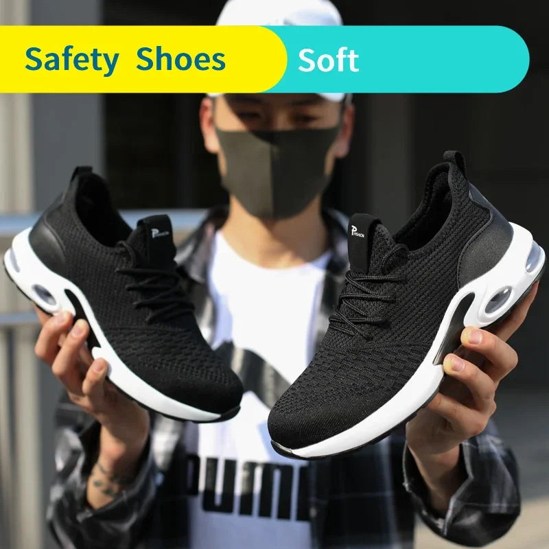 2025 Lightweight Men Safety Shoes Steel Toe Cap Work Sneakers Men Protective Shoes Anti-smash Anti-puncture Indestructible Shoes