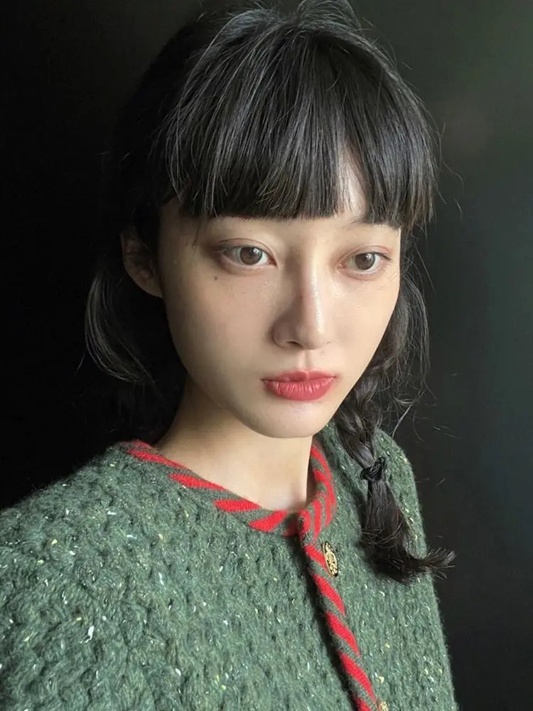 Autumn Winter Womens Two Peice Sets Vintage Knitted Cardigan Full  Elastic Waist  Knee-Length Skirt 2 Piece Set Luxury