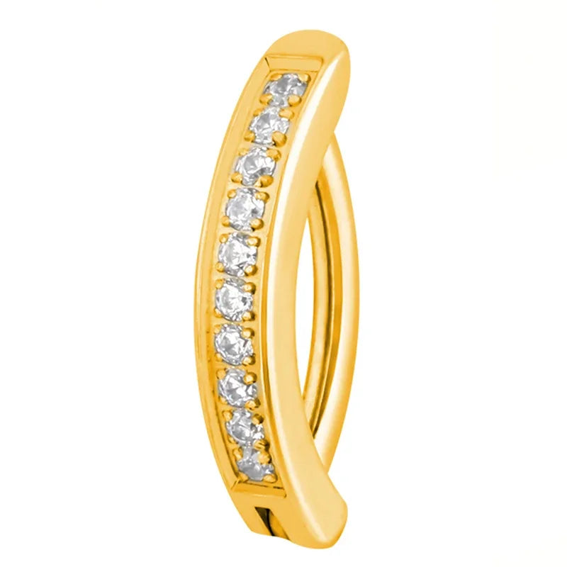 ASTM F136 Titanium PIERC Reverse Curved Clicker Navel Barbell Shiny CZ Sexy Belly Button Rings Bellybutton Sexy Piercing Jewelry