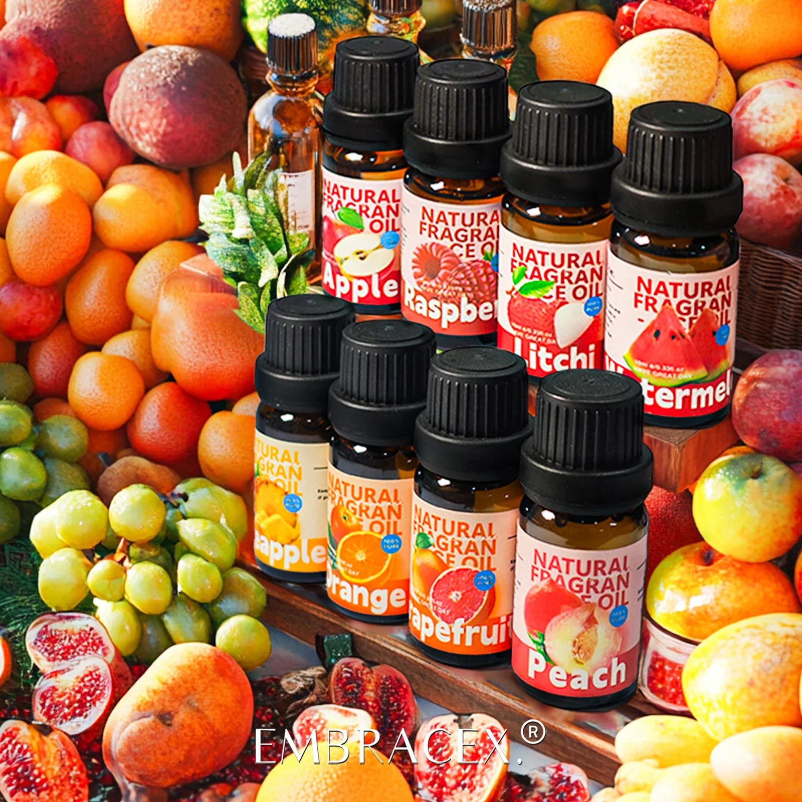22Type Fruit Essential Oils Skincare Fragrance Oil for Diffuser Candles Making -Strawberry Lemon Mango Cherry Raspberry
