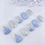 10Pcs Valentine's Day Handmade Nails Red Heart Polka Dot False Nail for Women&Girl Short Cat's Eye Detachable Wearable Nails