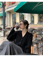 AOSSVIAO Knitted Casual Cardigan 2025 Autumn Winter Elegance Solid Color V-neck Sweater Unique and Niche Slim Fit Tops