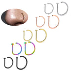 1/3/5Pcs 316L Stainless Steel Fake Piercing Nose Rings for Women Men, D-Shape Septum Nose Ring Clip On Nose Piercing Jewelry