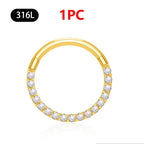 1/10Pc Stainless Steel Nose Ring CZ 16G Hinged Septum Clicker Segment Ear Tragus Cartilage Daith Lip Nose Body Piercing Jewelry