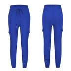 2022 New Solid Jogger Women's Cargo Pants Multi-Pocket Drawstring Elastic Waist Women Sports Pants Streetwear Casual Long Pant
