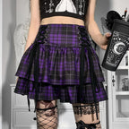 Black Checkered Women's Gothic Skirt Women Pleated Plaid Skirts Spring Autumn Girl Hip Hop Female Punk Goth Mini Skirt Clubwear