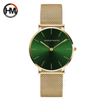 HANNAH MARTIN Brand Classic Women Quartz Watch 36mm Rose Gold Stainless Steel Mesh Strap Japanese Movement Girl Gift Wrist Watch