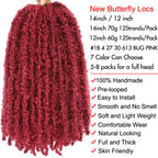 Butterfly Locs Crochet Hair 12 inch Handmade Butterfly Soft Locs Crochet Hair Extensions Synthetic Braiding Hair 12Strands/pack